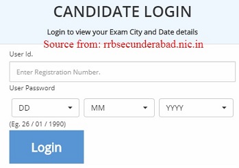 RRB Secunderabad Group D Application Status