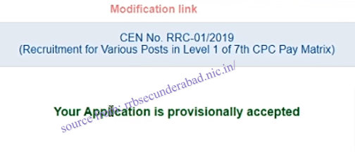 RRB Secunderabad Group D Modification Link